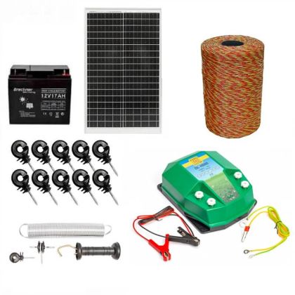 Gard electric pachet complet, 500m 4.5J 100kg + Acumulator 12V + Panou solar 30W