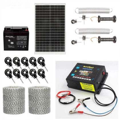 Gard electric pachet complet, 2000m 6.6J 130kg + Acumulator 12V + Panou solar 30W