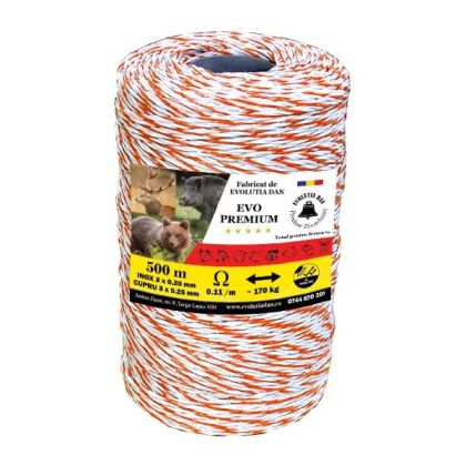 Fir PREMIUM 500m 3 lite inox de 0.2mm + 3 lite Cupru de 0,25mm, forta rupere 170kg, rezistenta electrica 0.11 ohm/m