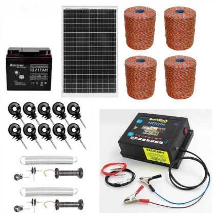 Gard electric pachet complet, 4000m 6.6J 100kg + Acumulator 12V + Panou solar 30W