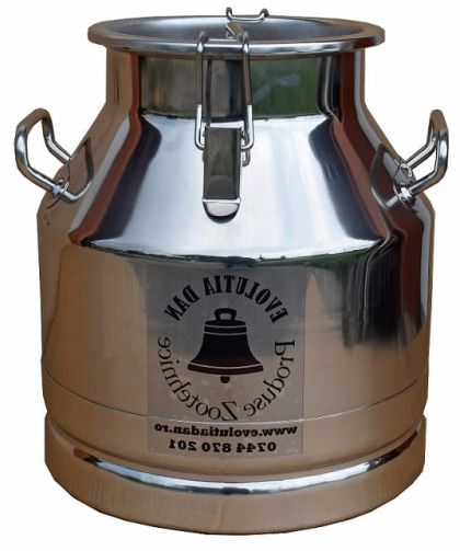 Bidon inox 10 litri cu maner si prindere cu clipsuri si capac inox