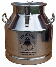 Bidon inox 20 litri cu maner si prindere cu clipsuri si capac inox
