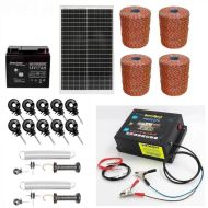 Gard electric pachet complet, 4000m 6.6J 100kg + Acumulator 12V + Panou solar 30W