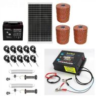 Gard electric pachet complet, 3000m 6.6J 100kg + Acumulator 12V + Panou solar 30W