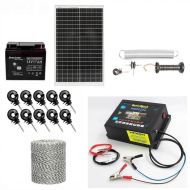 Gard electric pachet complet, 500m 6.6J 130kg + Acumulator 12V + Panou solar 30W