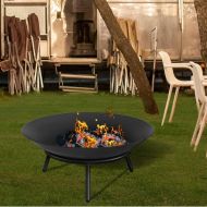 Vatra foc pentru terasa, camping, Otel, Diametru 550 mm, Negru, Inaltime 24 cm