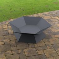 Vatra pentru terasa/gradina, Hexagon Fire Pit KRO-1072, Otel, Negru, diametru 870 mm, grosime 3 mm