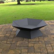 Vatra pentru terasa/gradina, Hexagon Fire Pit KRO-1072, Otel, Negru, diametru 870 mm, grosime 3 mm