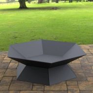 Vatra pentru terasa/gradina, Hexagon Fire Pit KRO-1072, Otel, Negru, diametru 870 mm, grosime 3 mm