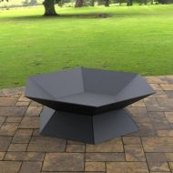 Vatra pentru terasa/gradina, Hexagon Fire Pit KRO-1072, Otel, Negru, diametru 870 mm, grosime 3 mm